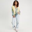 Blouse nouée manches longues bleu pastel femme