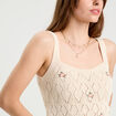Débardeur tricot brodé ecru femme