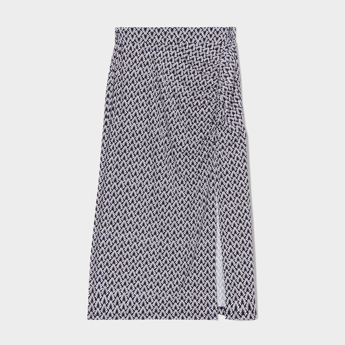 Jupe longue droite fronces noir femme
