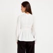 Blouse p&eacute;plum manches longues pliss&eacute;e ecru femme