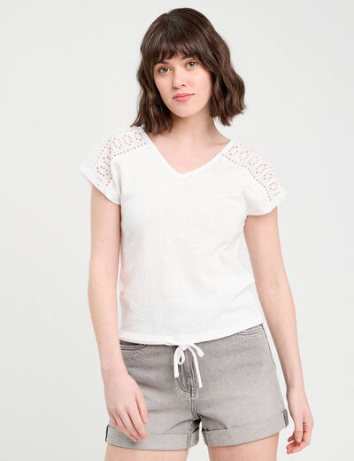 T-shirt manches courtes blanc femme
