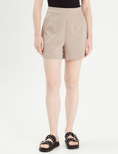 Short ajusté beige femme