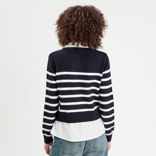 pull manches longues 2 en 1 ecru femme Pull manches longues 2-en-1 ecru femme