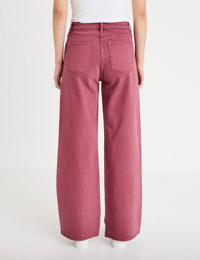 Jean wide leg taille haute vieux rose femme