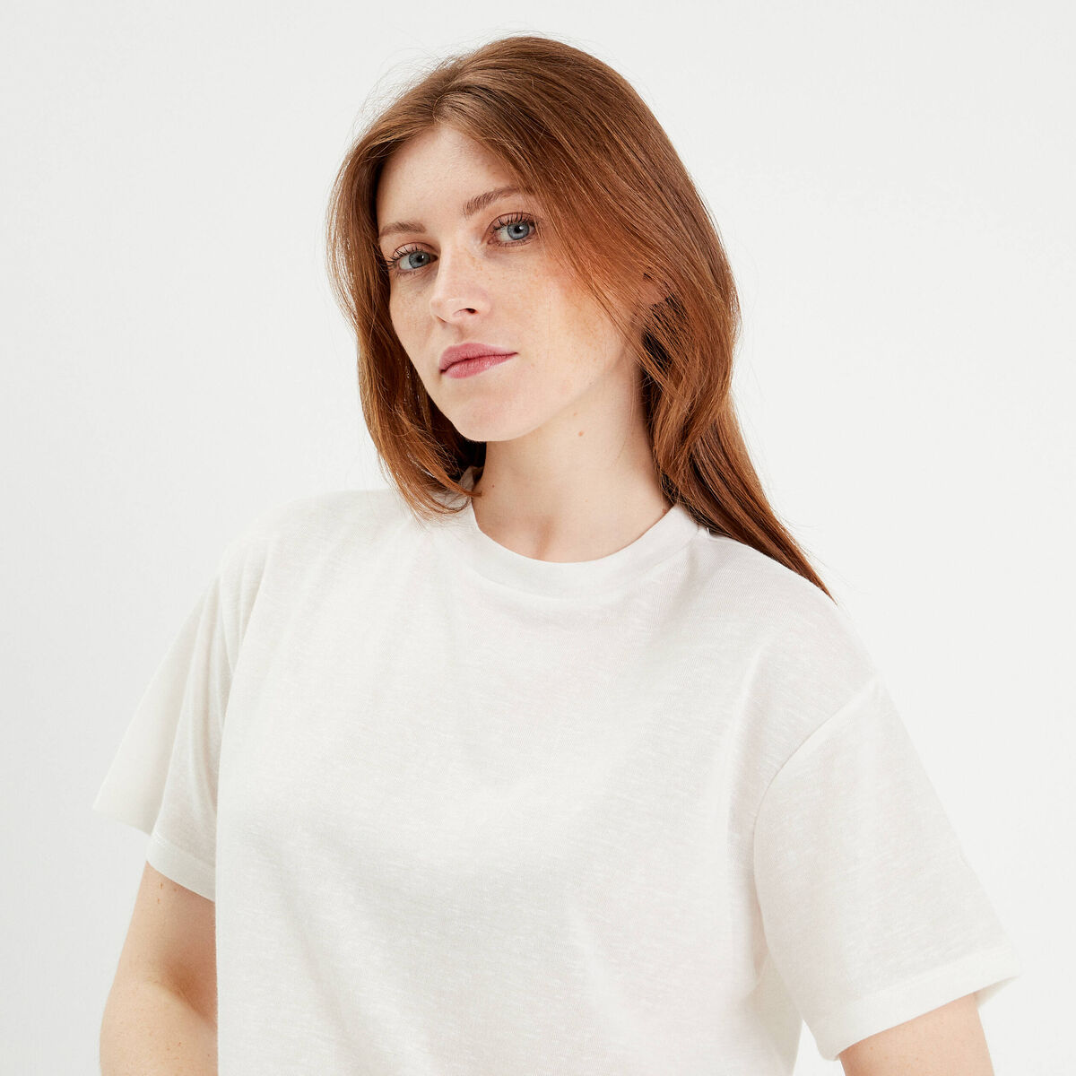 T-shirt manches courtes ecru femme