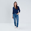 Chemise manches 3/4 bleu marine femme