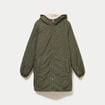 Parka r&eacute;versible effet polaire vert kaki femme