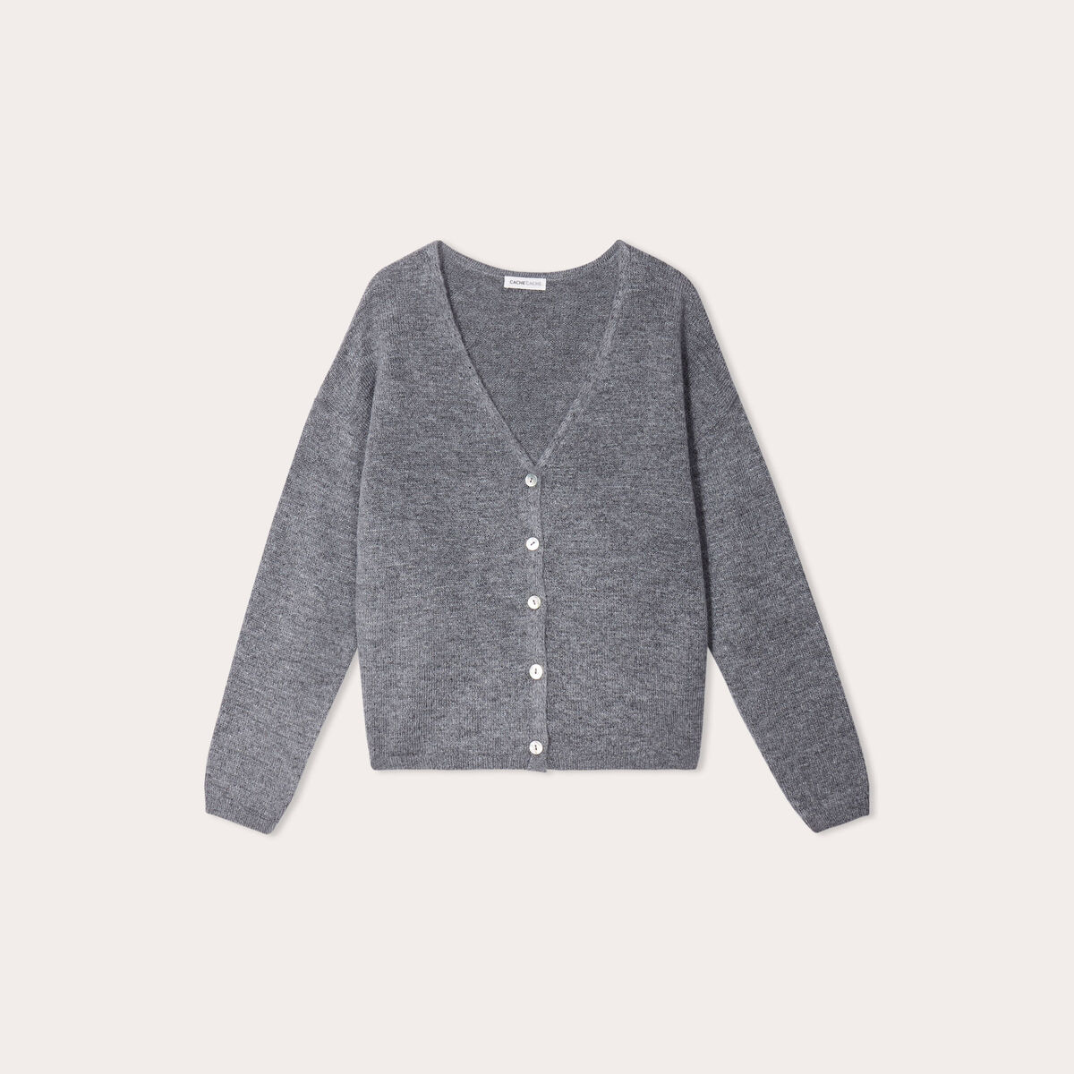 Gilet boutonné avec col en V gris foncé femme