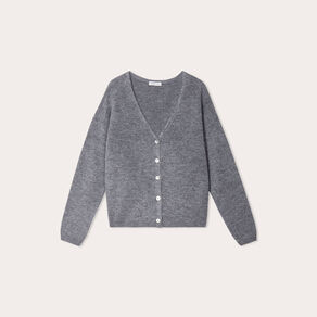 Gilet boutonné avec col en V gris foncé femme