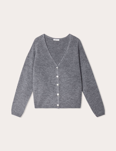 Gilet boutonné avec col en V gris foncé femme
