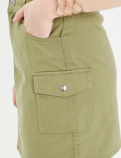 Jupe cargo en jean vert kaki femme
