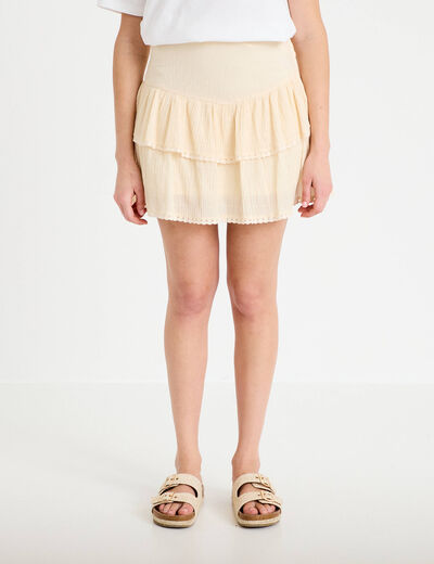 Jupe courte &eacute;vas&eacute;e ecru femme