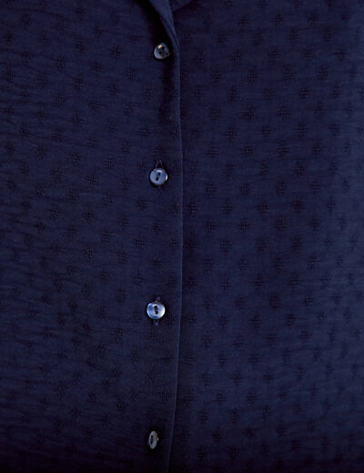 Chemise droite cropped col classique bleu marine femme