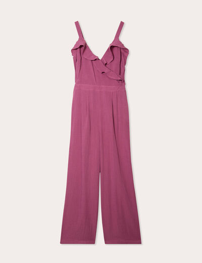 Combinaison pantalon volants prune femme
