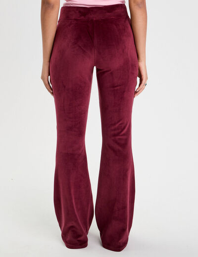 Pantalon bootcut velours rouge foncé femme