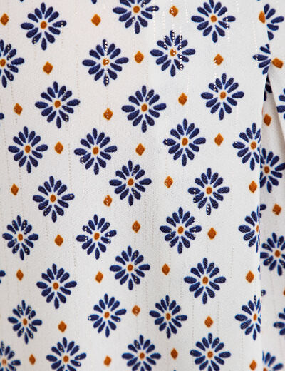 Blouse droite longue manches courtes bleu femme