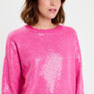 Pull manches longues avec sequins rose fushia femme