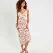 Robe longue évasée dentelle blanc femme