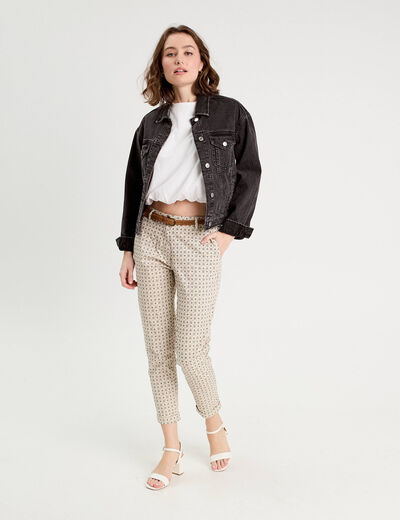 Pantalon chino slim 7/8ème blanc femme