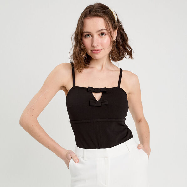 debardeur details noeuds noir femme Débardeur détails noeuds noir femme