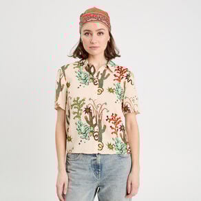 chemise manches courtes beige femme Chemise manches courtes beige femme