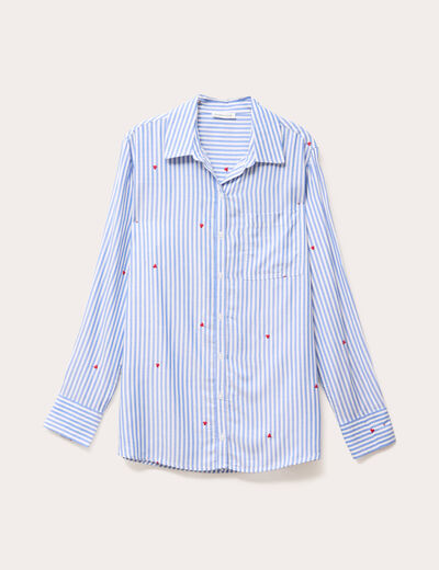 Chemise manches longues bleu femme