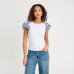 T-shirt manches brodées blanc femme