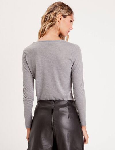 T-shirt manches longues anneau gris clair femme