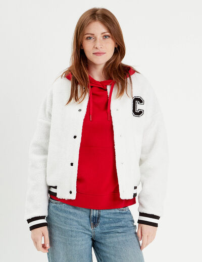 Gilet effet polaire ecru femme