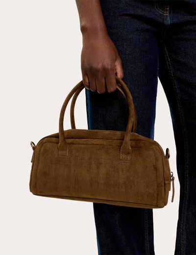 Sac aspect daim marron fonc&eacute; femme