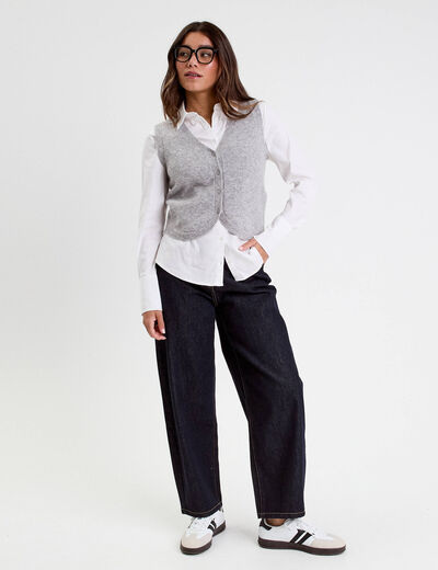 Gilet sans manches ajusté gris clair femme