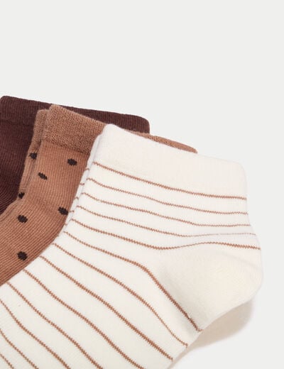 Lot de 3 paires chaussettes marron fonc&eacute; femme