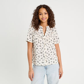 Blouse manches courtes blanc femme