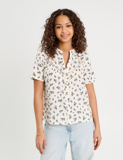 Blouse manches courtes blanc femme