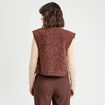 Gilet fausse fourrure marron foncé femme