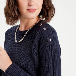 Pull manches longues bleu marine femme