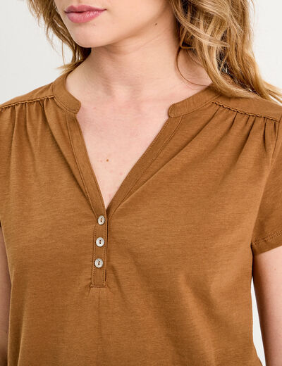 T-shirt manches courtes marron femme