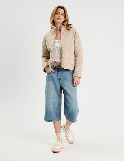 Bermuda large en jean denim double stone femme