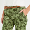 Pantalon chino slim 7/8&egrave;me vert femme