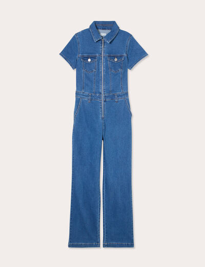 Combinaison pantalon en jean denim stone femme