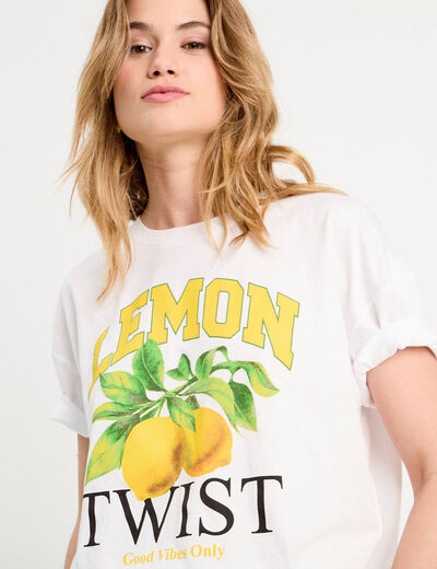 T-shirt manches courtes blanc femme