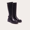 Bottes crantées avec boucles noir femme