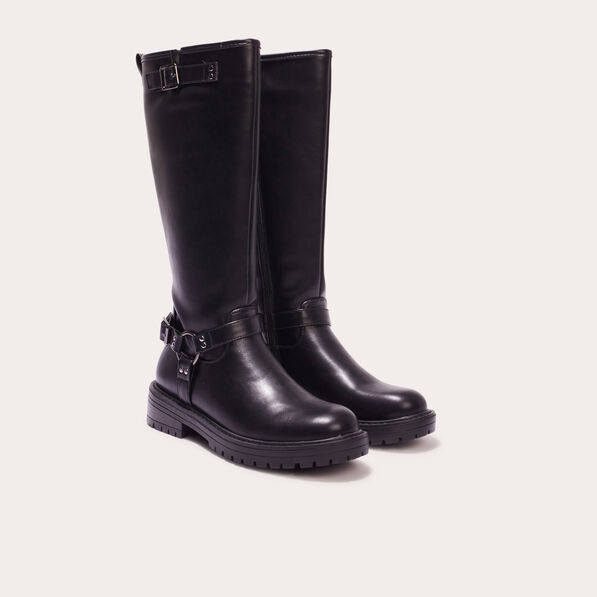 bottes crantees avec boucles noir femme Bottes crantées avec boucles noir femme