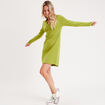 Robe pull droite col polo vert anis femme