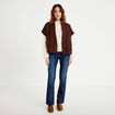 Gilet polaire manches courtes marron fonc&eacute; femme