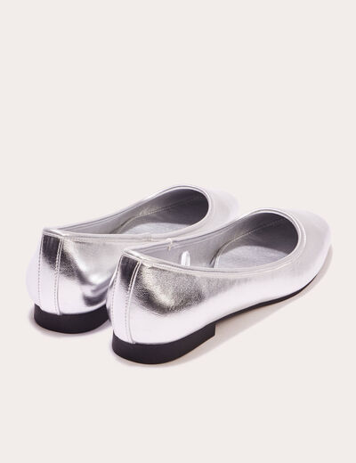 Ballerines bouts carrés gris argent femme