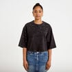 T-shirt oversize court manches longues noir femme