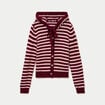 Gilet &agrave; capuche manches longues bordeaux femme