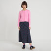 Jupe &eacute;vas&eacute;e longueur 3/4 bleu marine femme