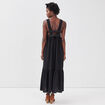 Robe longue évasée bretelles noir femme